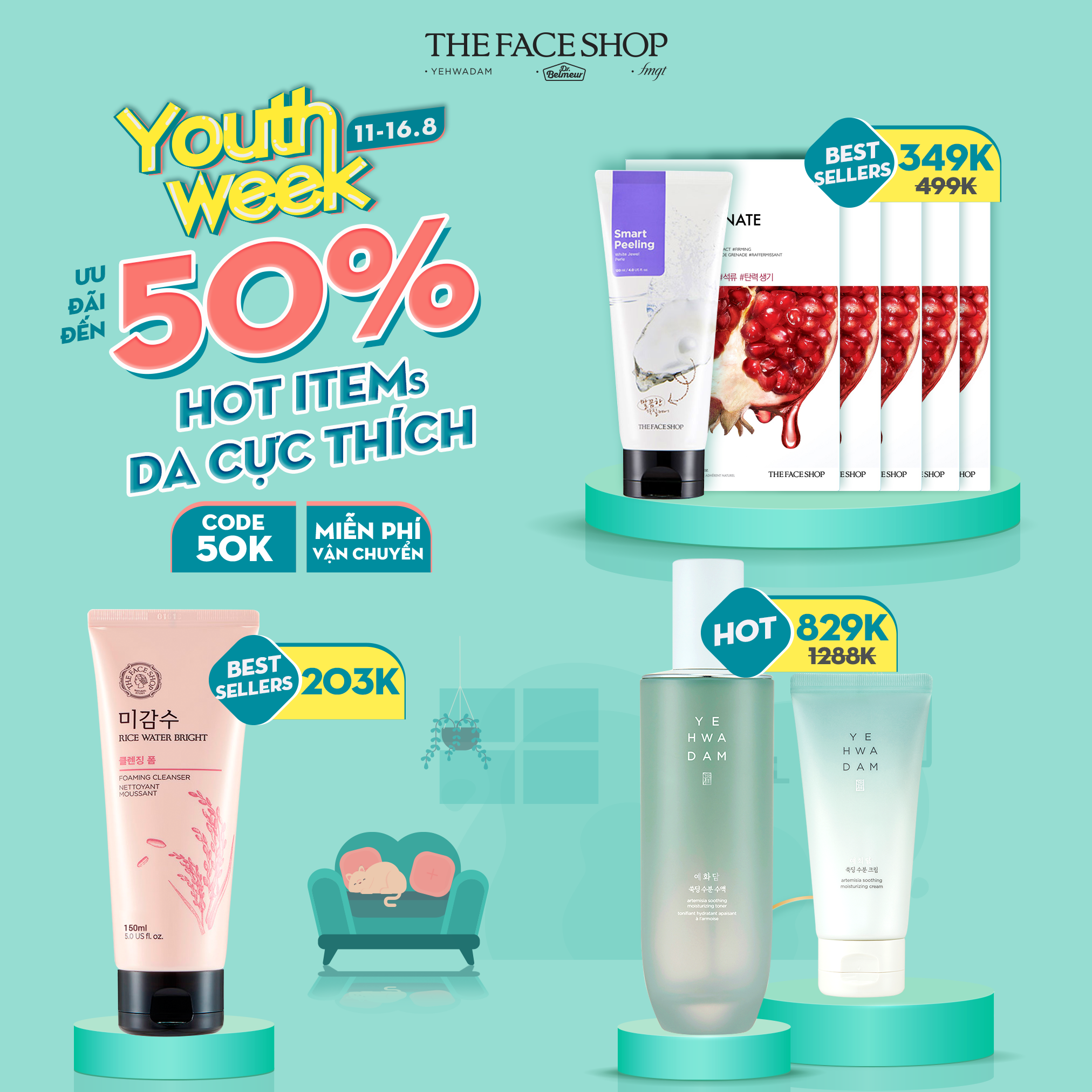 Mỹ phẩm chăm sóc da giảm 50%