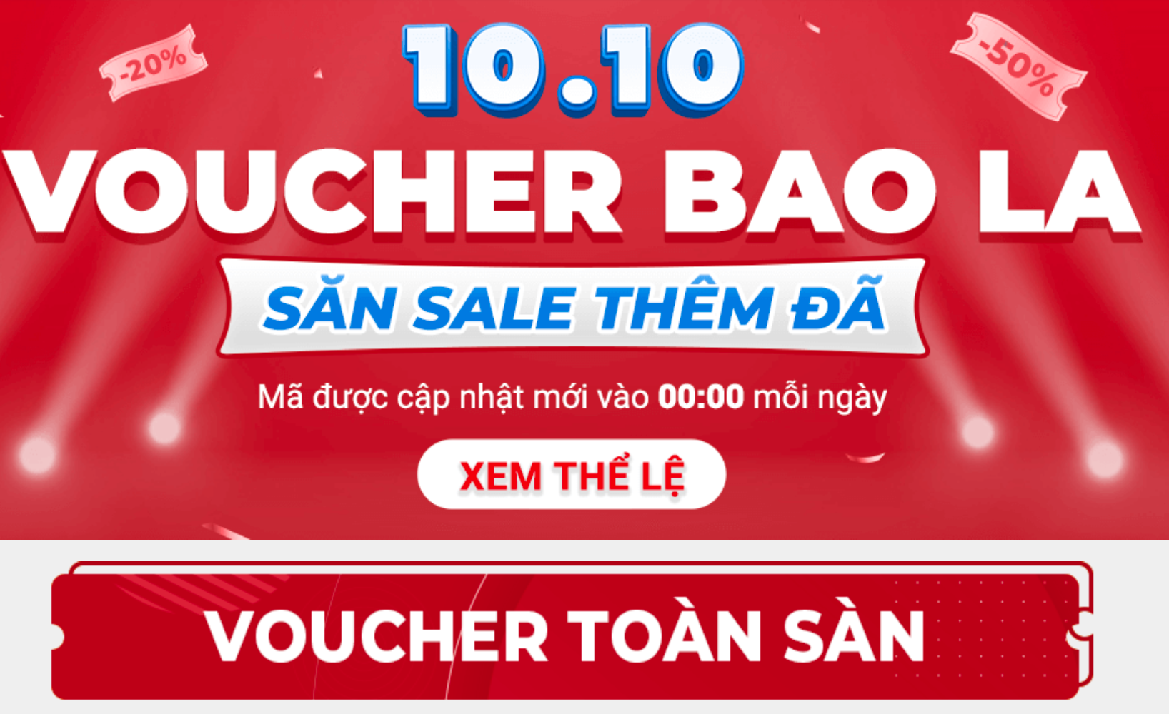 SENDO - Giảm 20% tối đa 50K đơn từ 50K [Thẻ VietinBank]