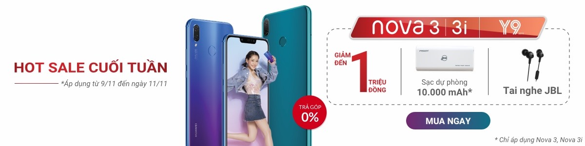 HUAWEI NOVA 3I – Giảm ngay 500,000đ + Tặng SDP 10.000mAh + Trả góp 0%